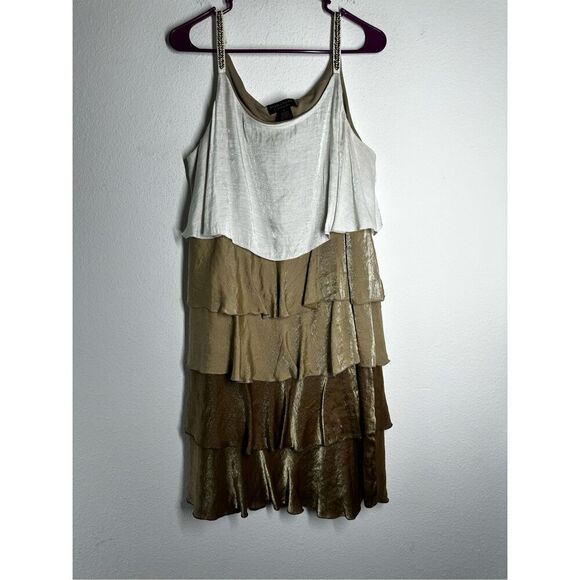 Signature by Robbie Bee Dresses & Skirts - Signature By Robbie Bee Bohemian Layered Ruffled Dress Gold Brown Size 14
